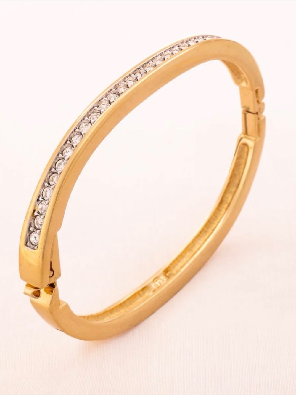 Swarovski traditional Gold-Tone Crystal Hinged Bangle